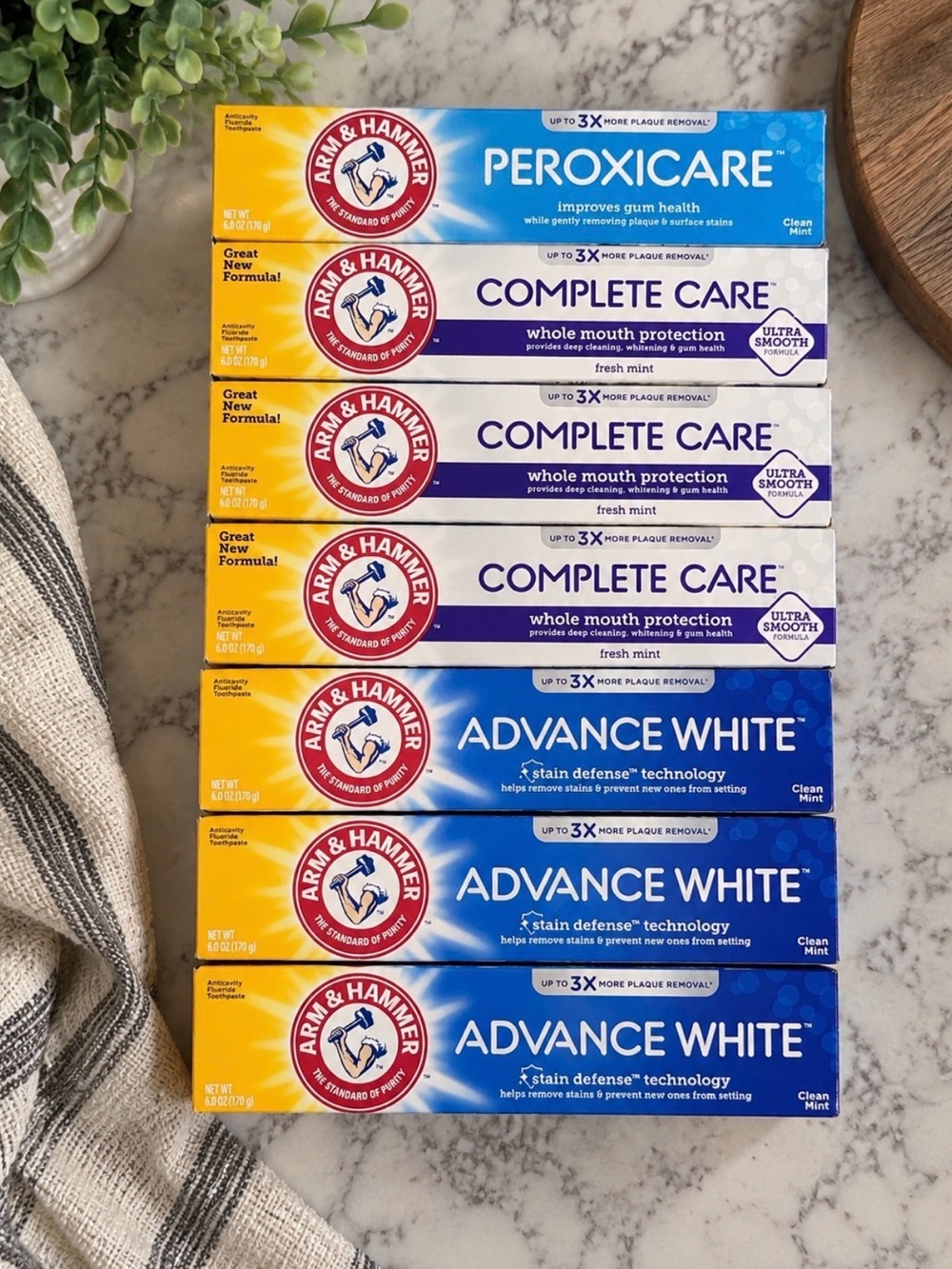 Arm & Hammer Toothpaste 7-Pc Bundle – Complete Care + Advance White NEW